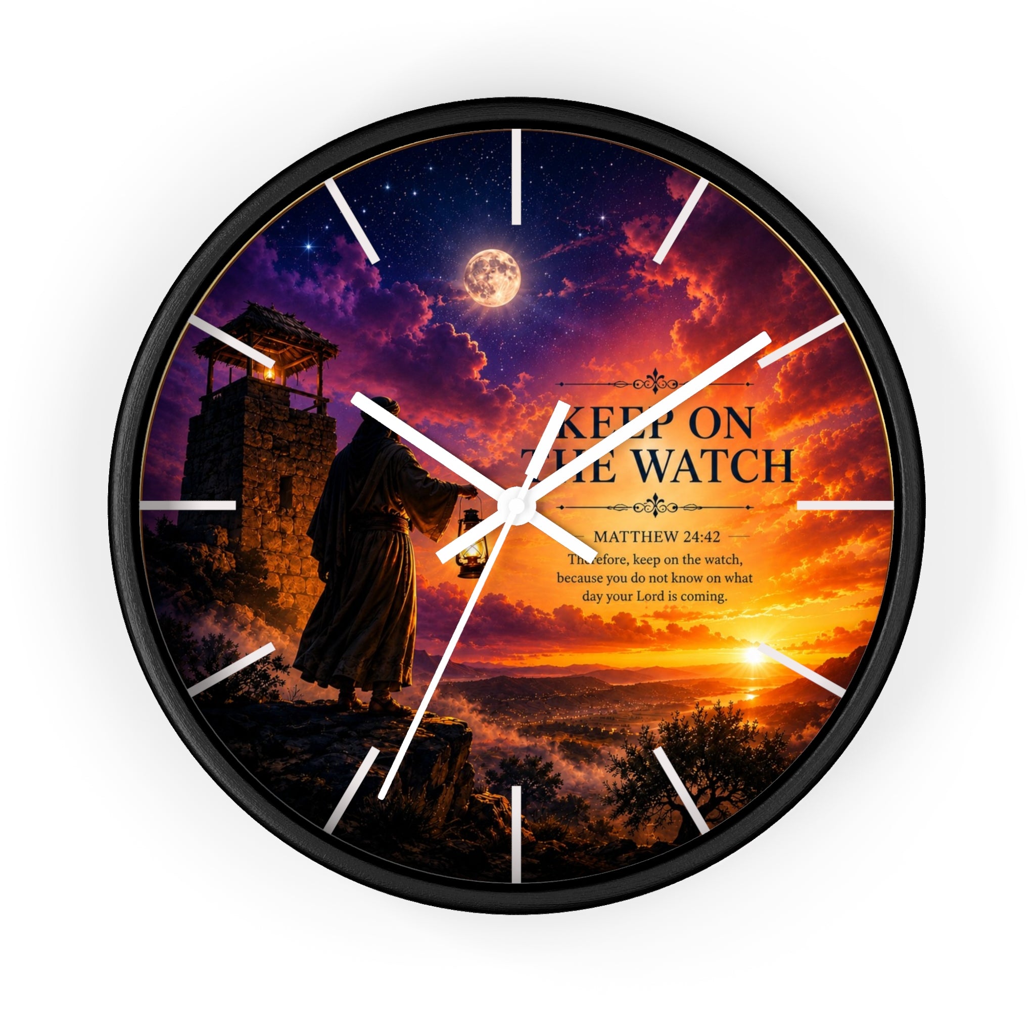 Keep On The Watch Wall Clock | Matthew 24:42 Christian Scripture Clock | Inspirational Faith Decor