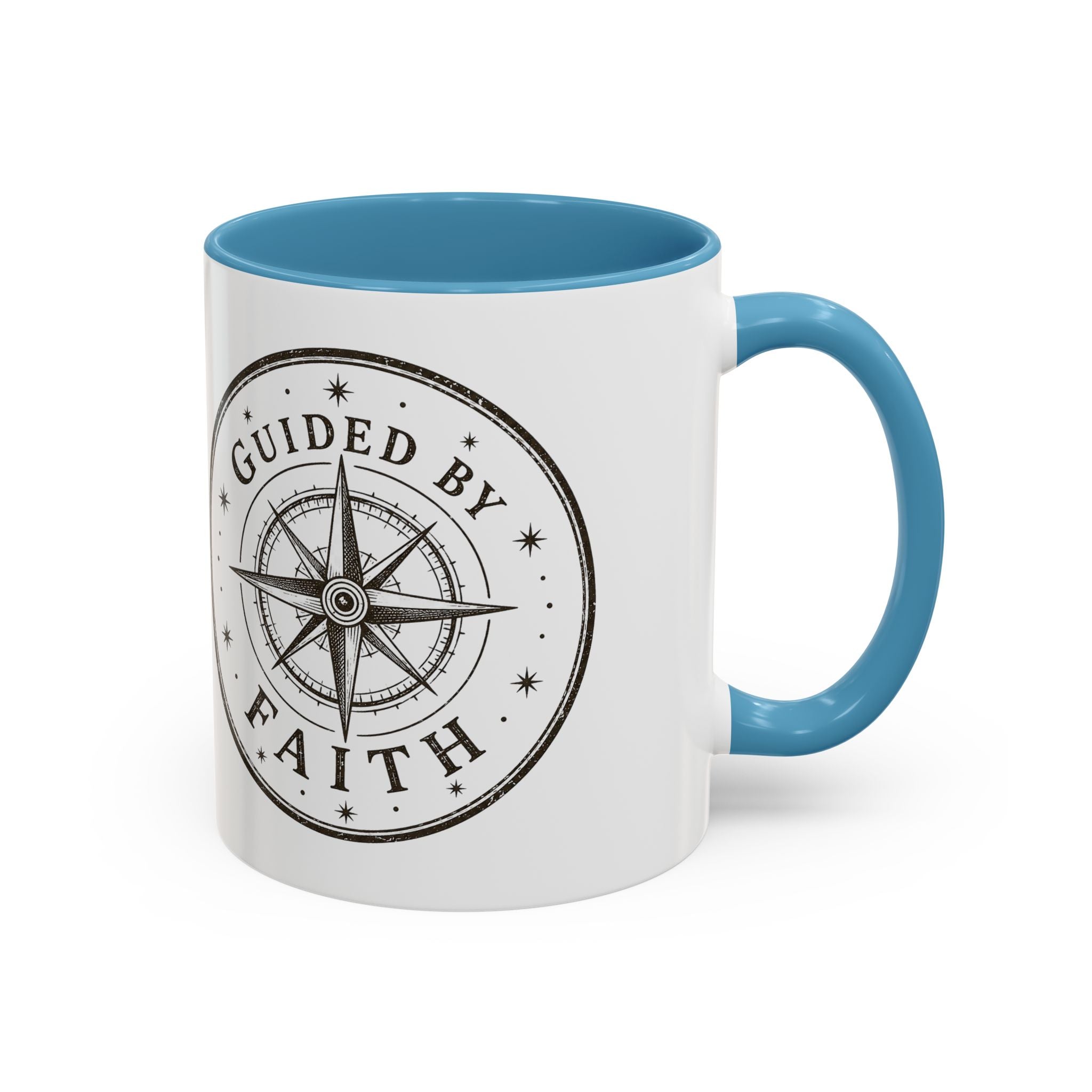 Guided by Faith Compass Coffee Mug | Inspirational Christian Accent Mug | Faith Freedom Creations