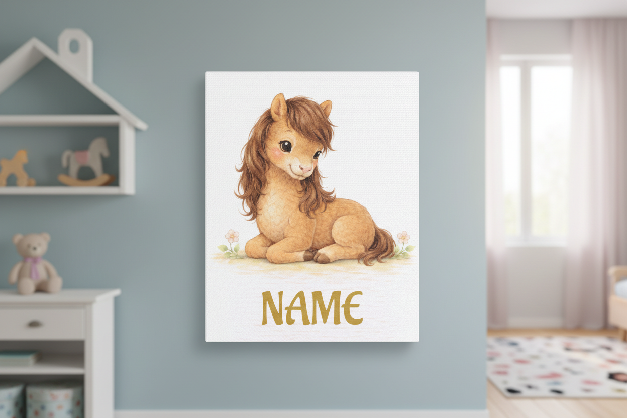 Personalized Foal Canvas — Custom Name Nursery Wall Art