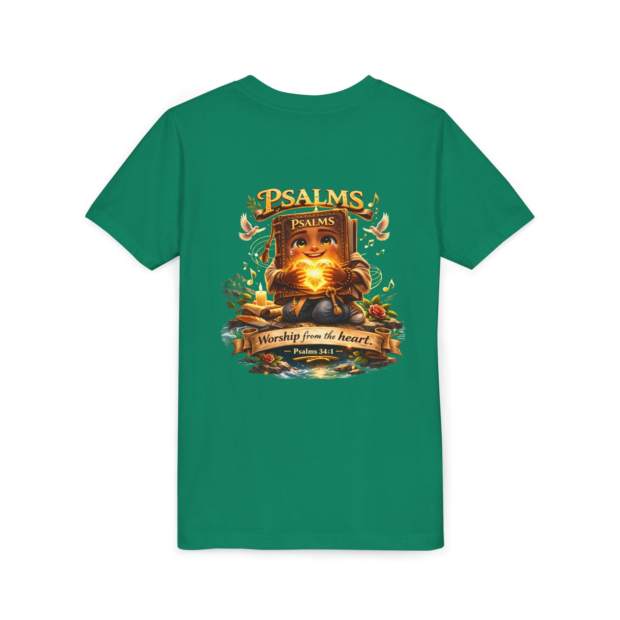 Praise Him Psalms 34:1 Youth T-Shirt | Christian Kids Faith Tee | Inspirational Youth Apparel