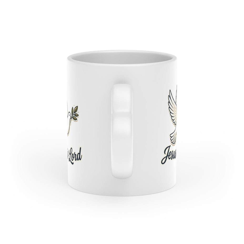 Jesus Is Lord Heart Mug | Christian Coffee Mug | Dove & Olive Branch Ceramic Cup