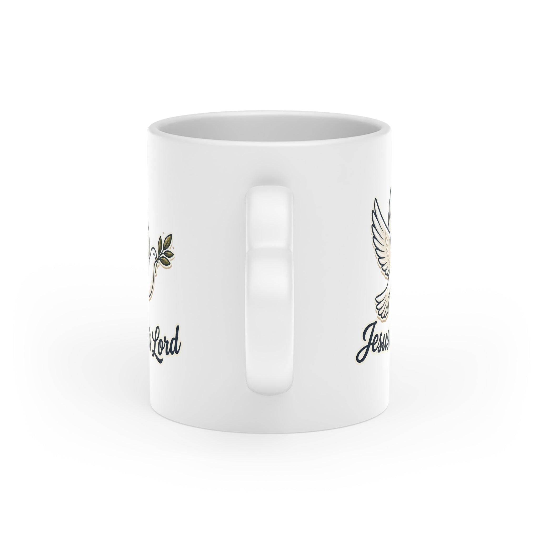 Jesus Is Lord Heart Mug | Christian Coffee Mug | Dove & Olive Branch Ceramic Cup