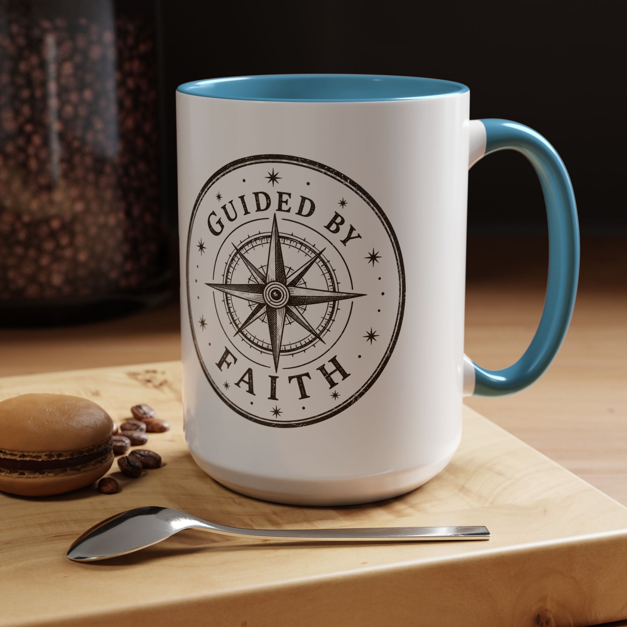 Guided by Faith Compass Coffee Mug | Inspirational Christian Accent Mug | Faith Freedom Creations