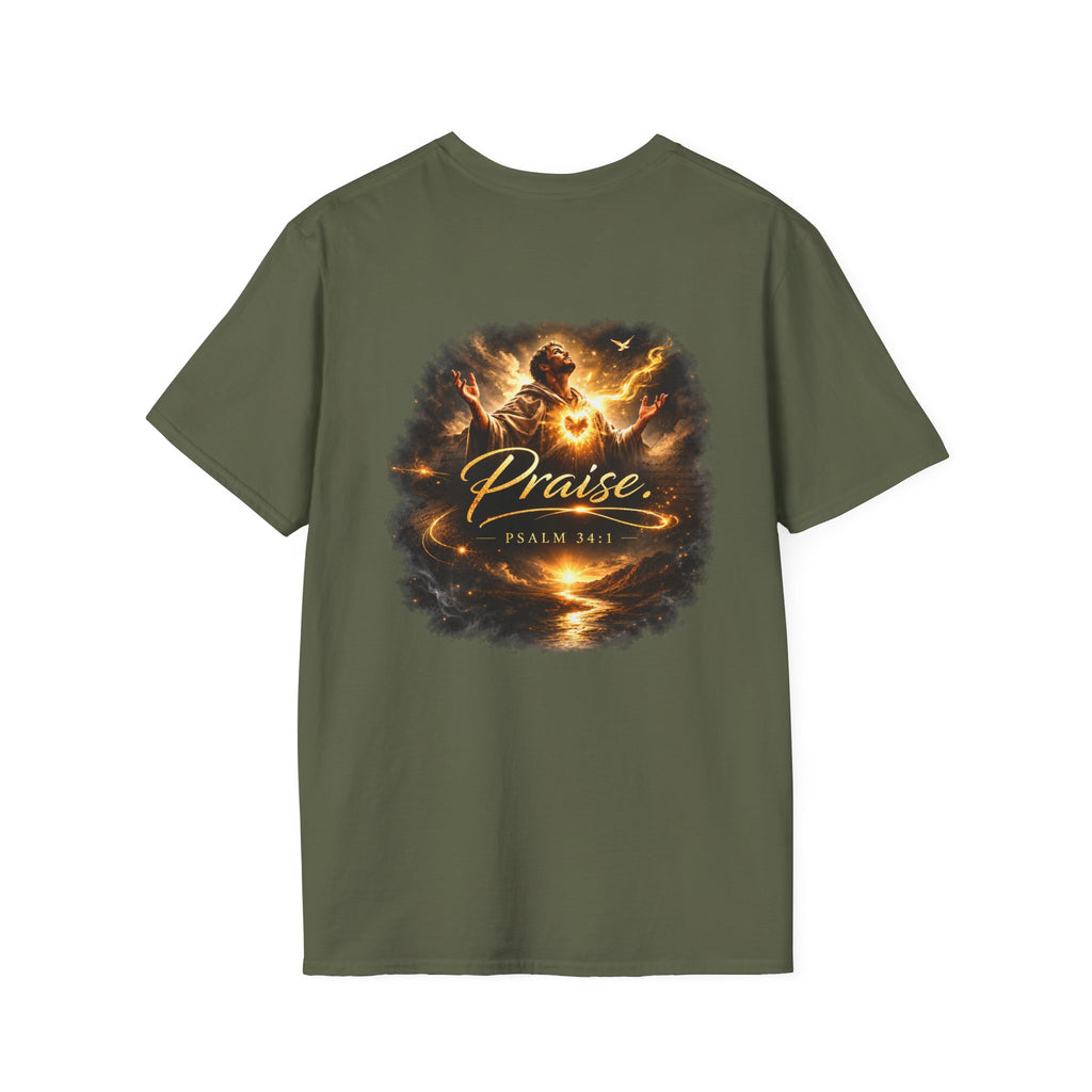 Minimalist Christian T-shirt featuring a Dove of Peace chest emblem with the words “Pray, Love, Remember” on a soft lightweight faith-inspired tee.