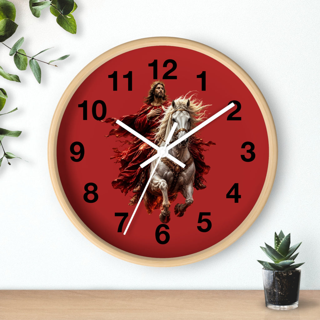 Jesus on White Horse Wall Clock | Christian Biblical Home Decor | Faith Inspired Silent Wall Clock