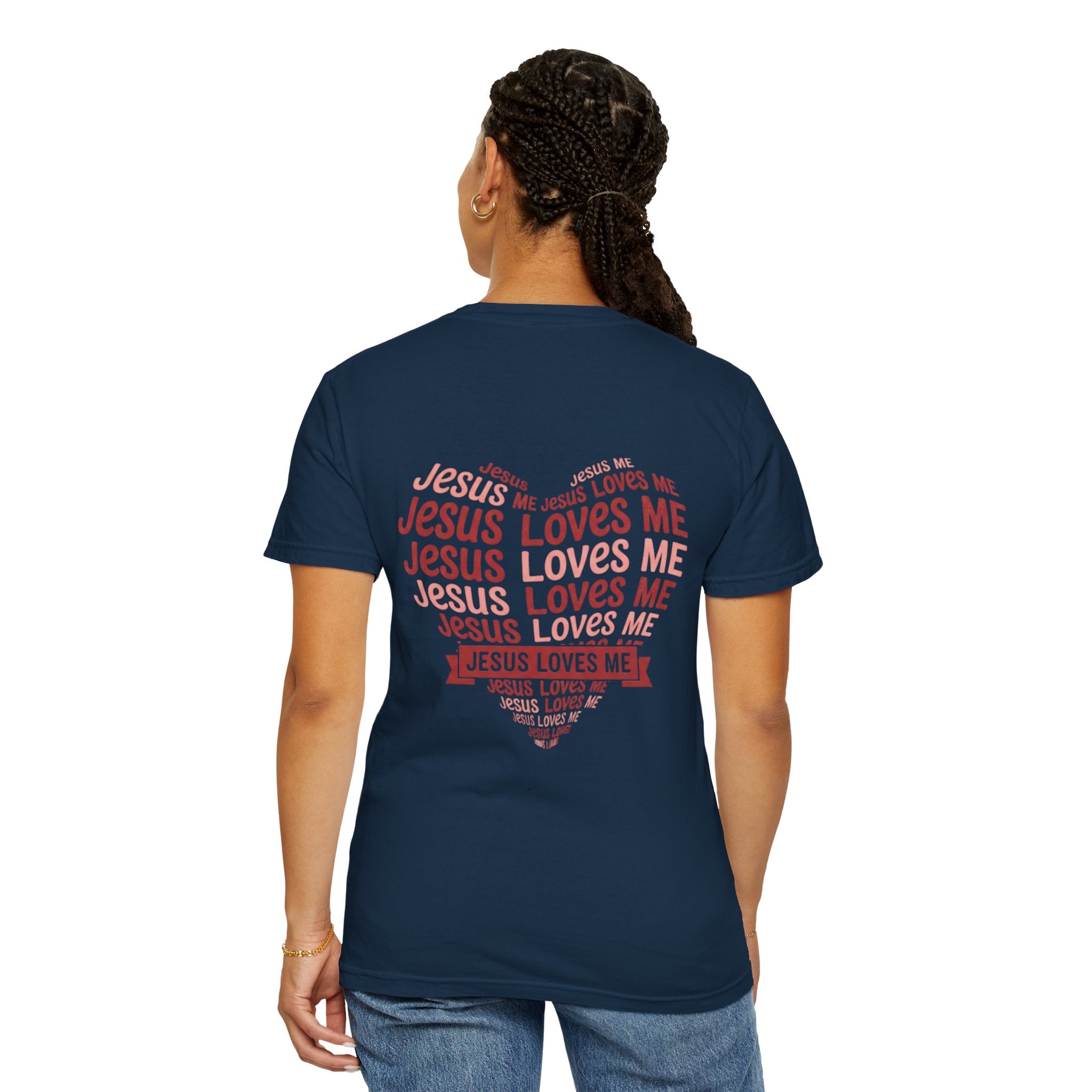 Jesus Loves Me Heart Garment-Dyed T-Shirt – Christian Faith Tee | Vintage Style Inspirational Shirt
