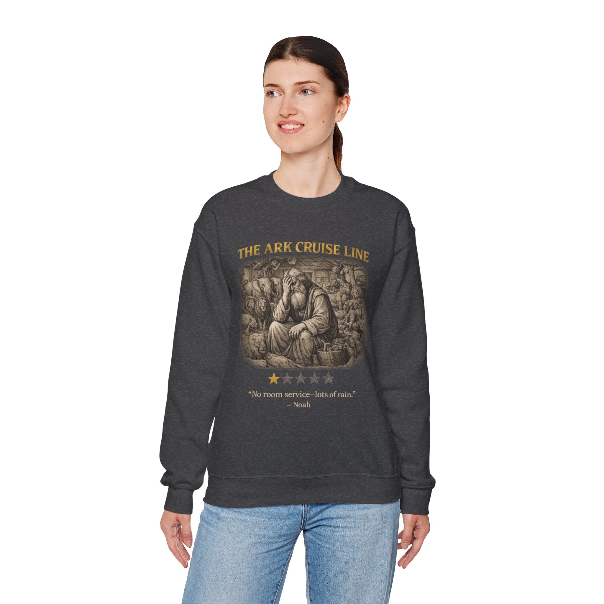 Noah – Crewneck Sweatshirt | “Ark Cruise Liner” Vintage Illustration – Five-Star Faith Series