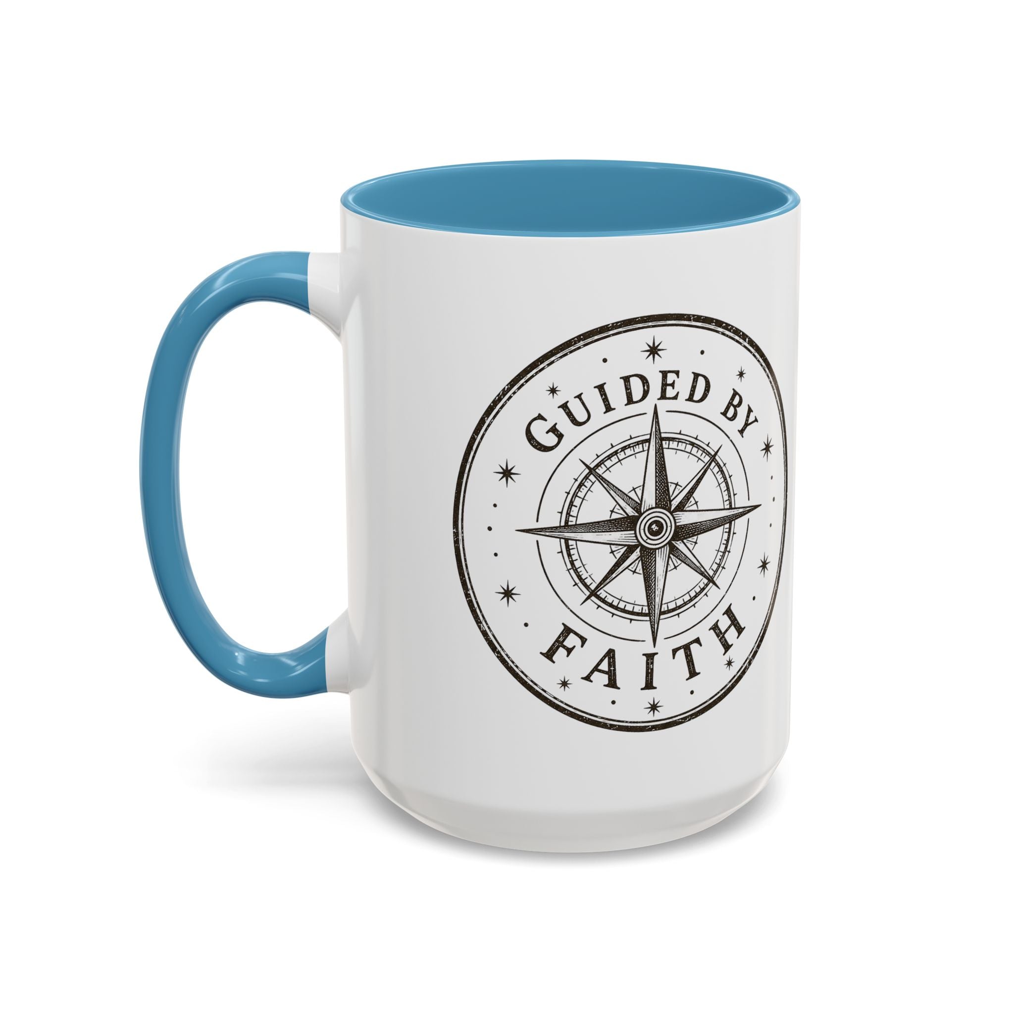Guided by Faith Compass Coffee Mug | Inspirational Christian Accent Mug | Faith Freedom Creations