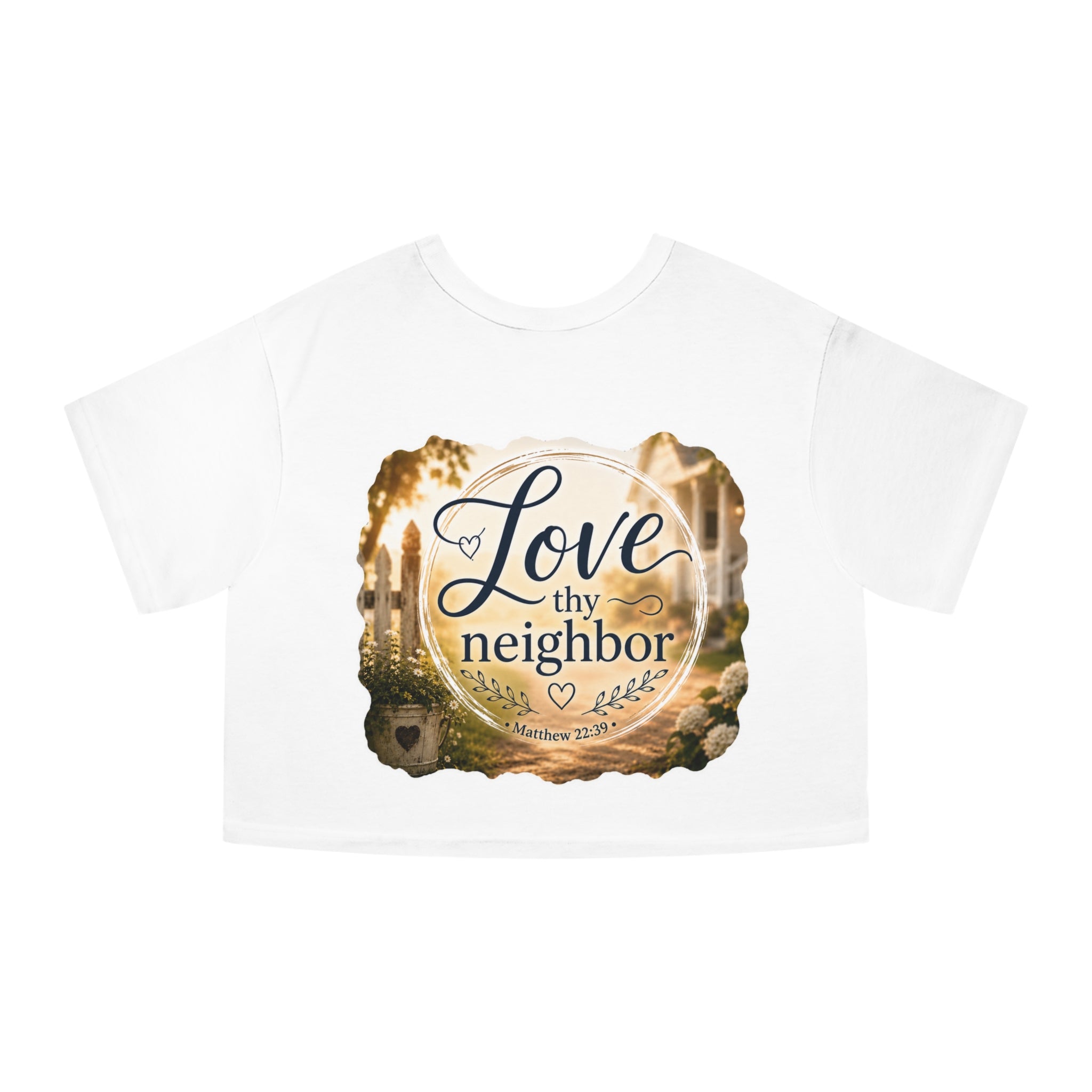 Love Thy Neighbor Cropped T-Shirt — Christian Faith Verse Tee