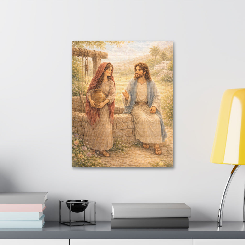 Jesus Knows Our Hearts Canvas — Living Water (John 4:14) Wall Art