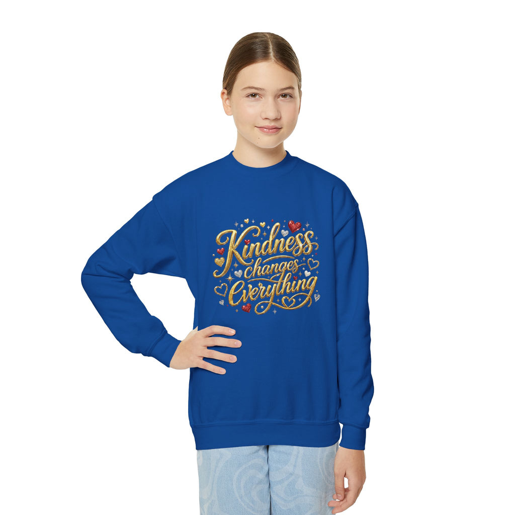 Kindness Changes Everything Youth Crewneck Sweatshirt – Inspirational Kids Pullove