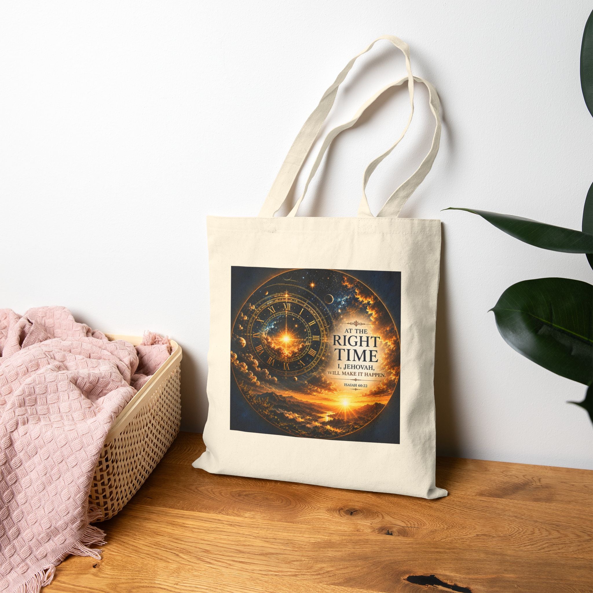 Isaiah 60:22 Tote Bag | At the Right Time Canvas Tote | Inspirational Scripture Carryall