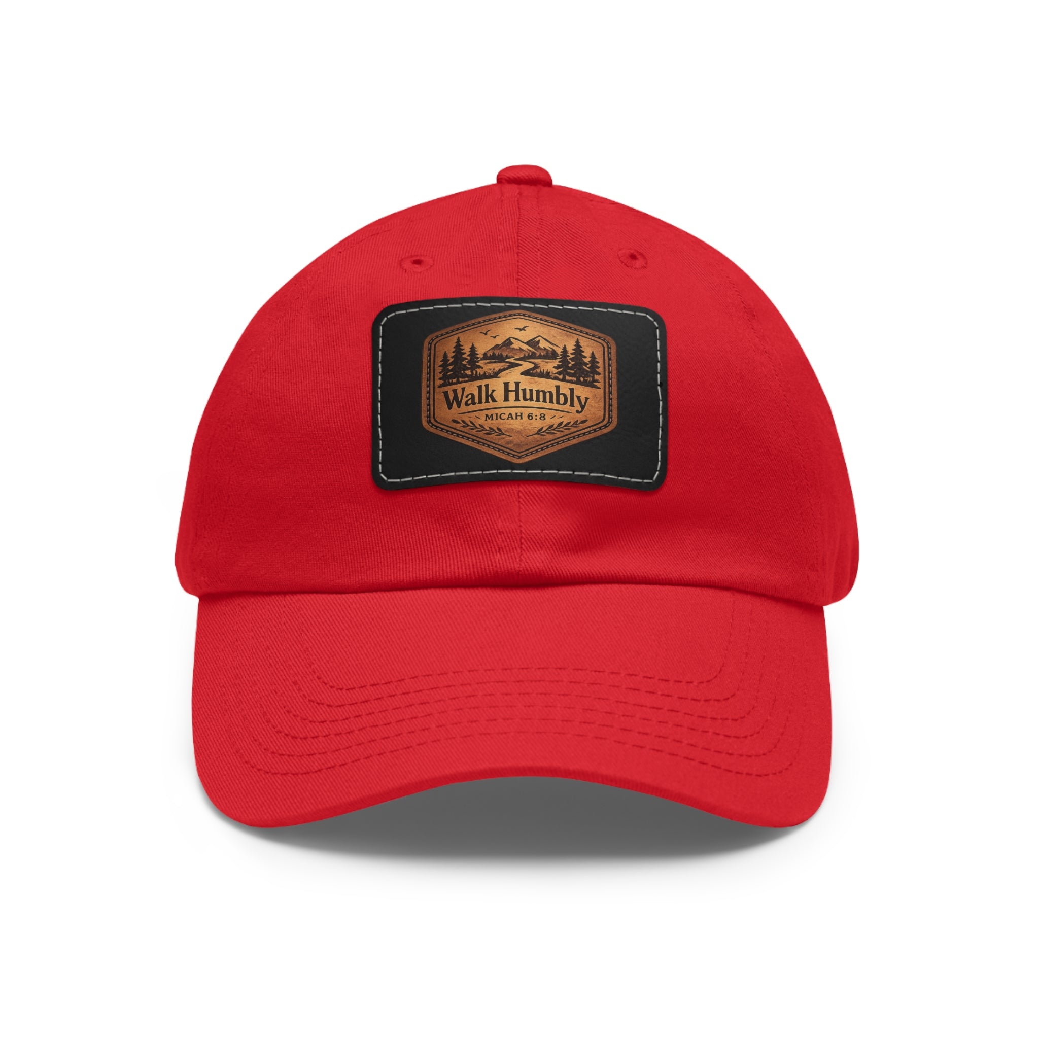 Walk Humbly Leather Patch Dad Hat | Micah 6:8 Christian Outdoor Cap | Faith Freedom Creations