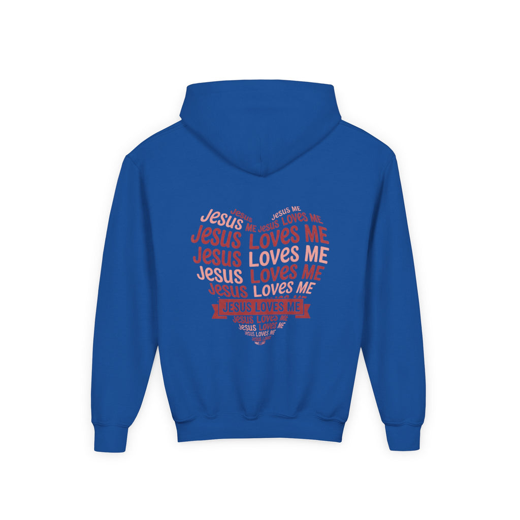 Jesus Loves Me Youth Hoodie – Heart Word Cloud Christian Kids Sweatshirt | Faith Inspired Kids Apparel