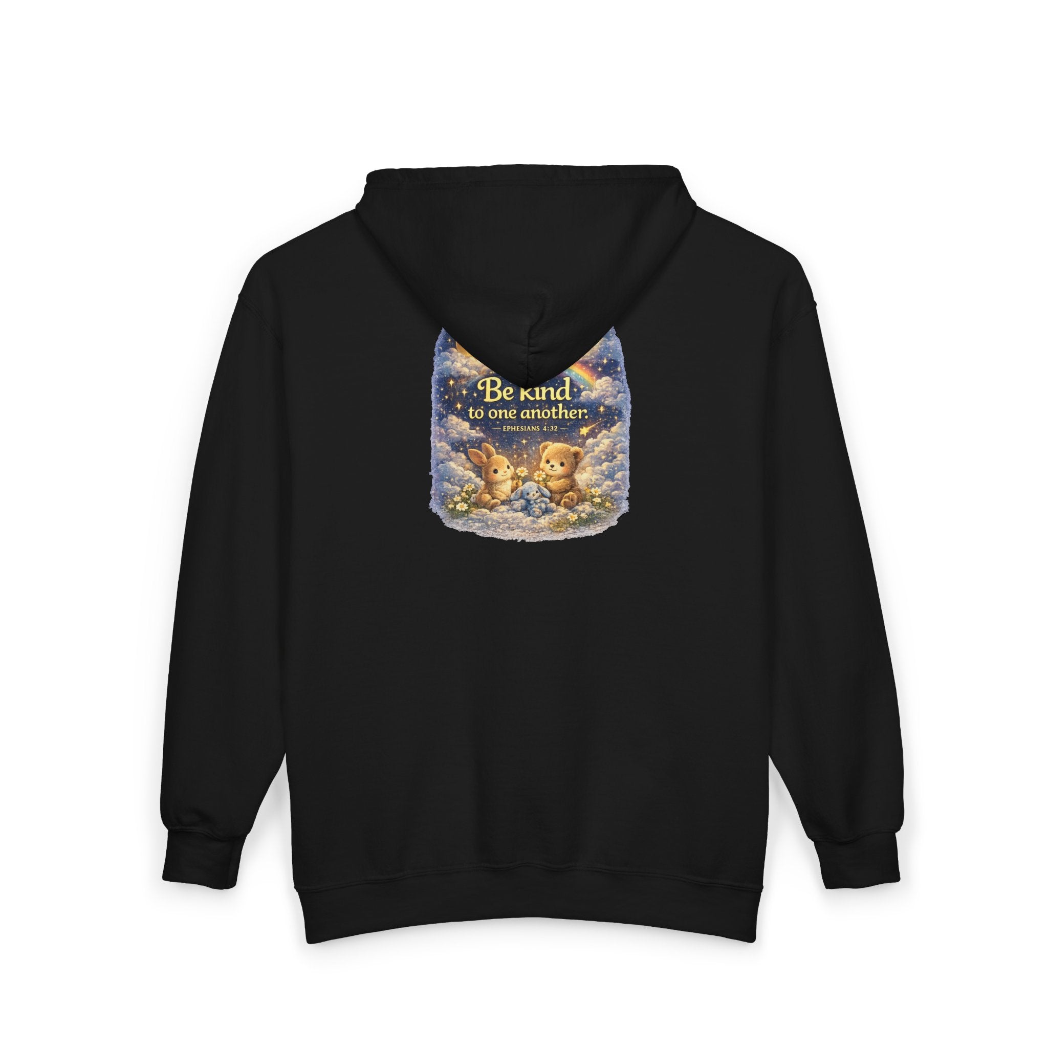 Be Kind to One Another – Full-Zip Hoodie | Teddy Moon Scripture Design