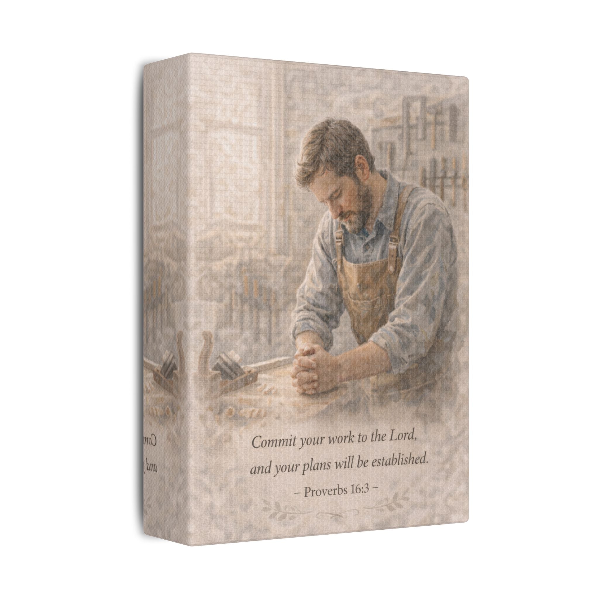 Commit Your Work to the Lord Canvas — Proverbs 16:3 Christian Wall Art