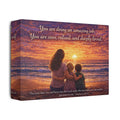 Inspirational Family Sunset Canvas – “You Are Doing an Amazing Job” Wall Art | Encouragement Canvas for Mom