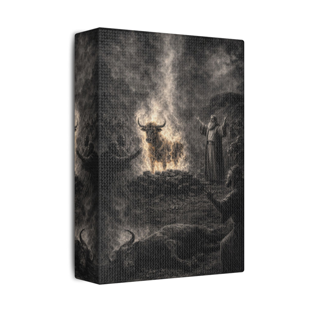 Elijah Calls Down Fire Canvas — Biblical Wall Art | Monochrome Edition