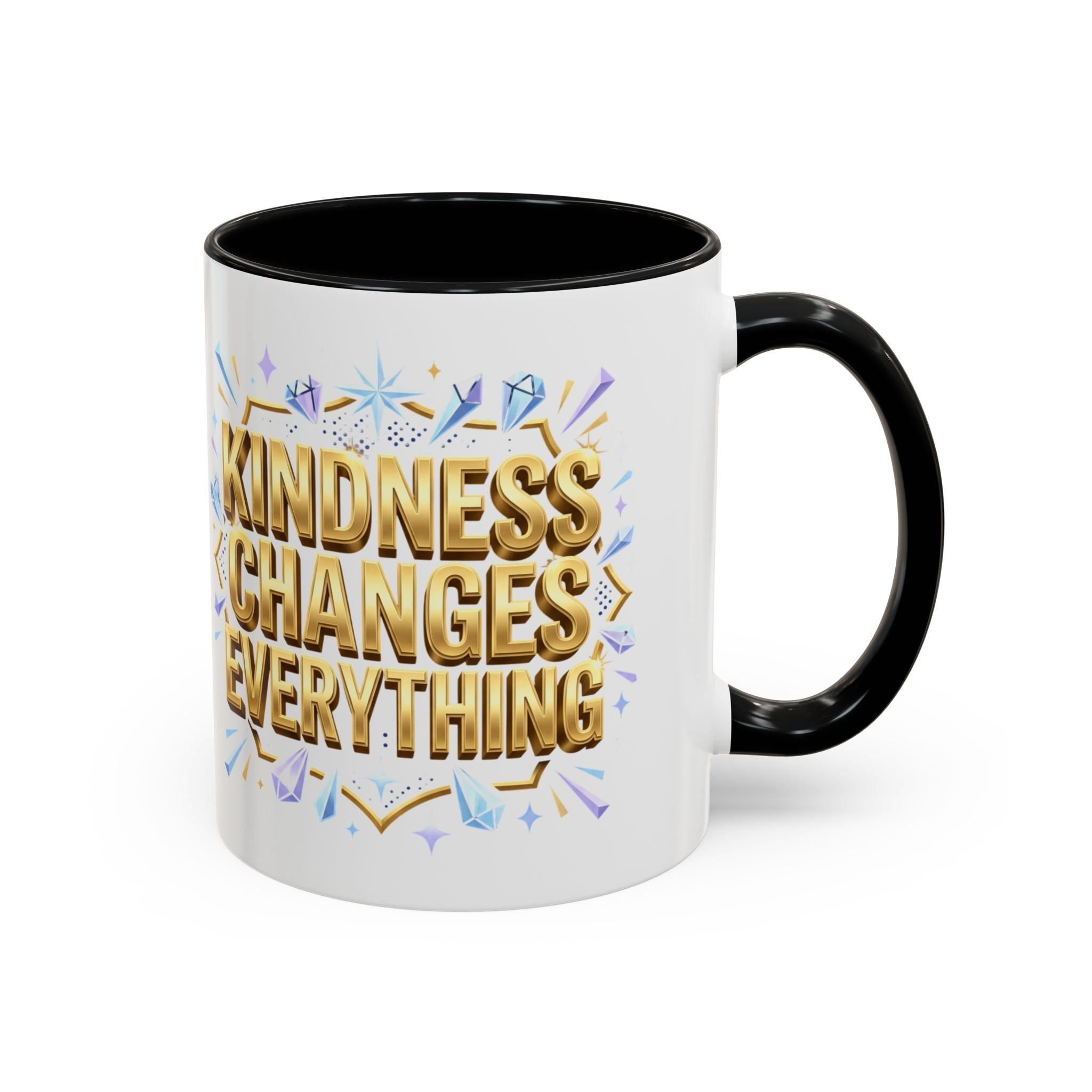 Gold-Kindness Changes Everything Coffee Mug | Inspirational Gold Script Mug | Faith Freedom Creations