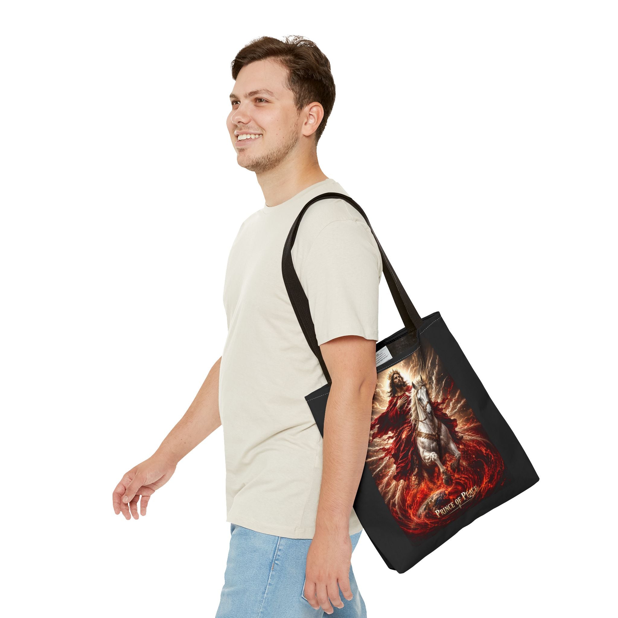 Prince of Peace Tote Bag | Jesus Riding White Horse Christian Tote | Inspirational Faith Carryall