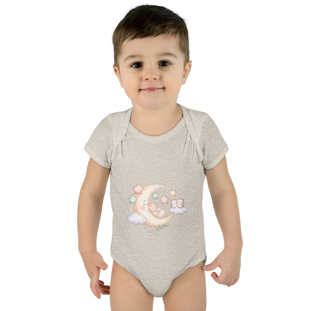 Pastel Moon & Stars Baby Bodysuit – Sleepy Moon Newborn Onesie | Cozy Baby Outfit