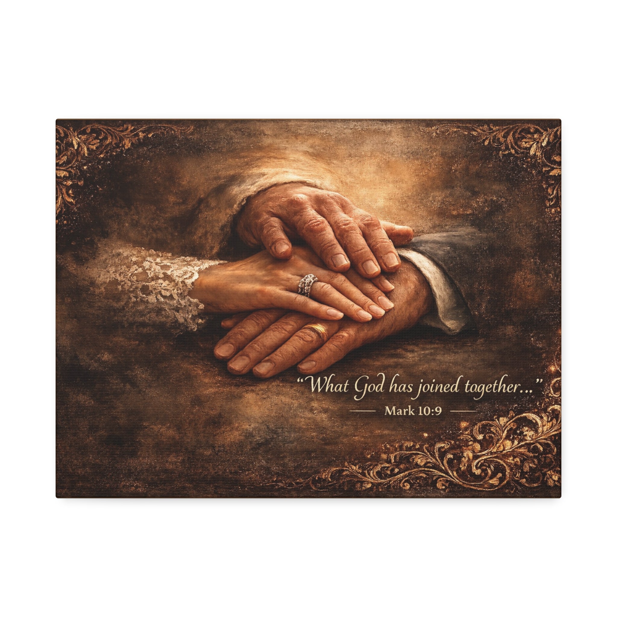 Wedding Hands Canvas Wall Art – "What God Has Joined Together" Mark 10:9