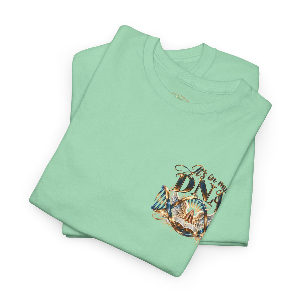 It's in My DNA Christian T-Shirt – Bible, Praying Hands & Angel Wings | Gildan Heavy Cotton Tee | Unisex