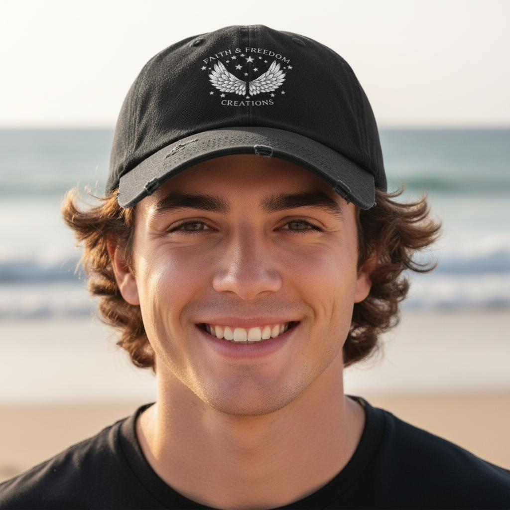 Faith & Freedom – Distressed Cap | Silver Wings Vintage Hat