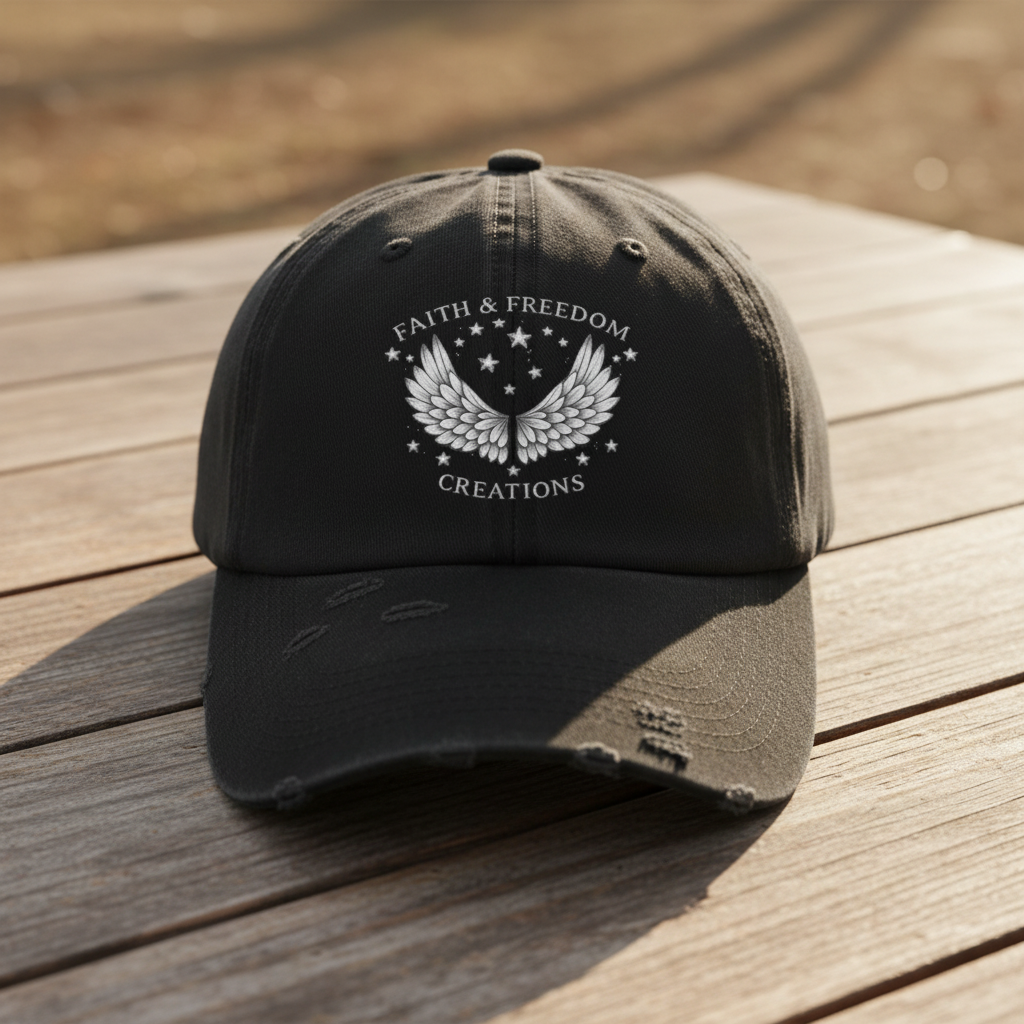 Faith & Freedom – Distressed Cap | Silver Wings Vintage Hat