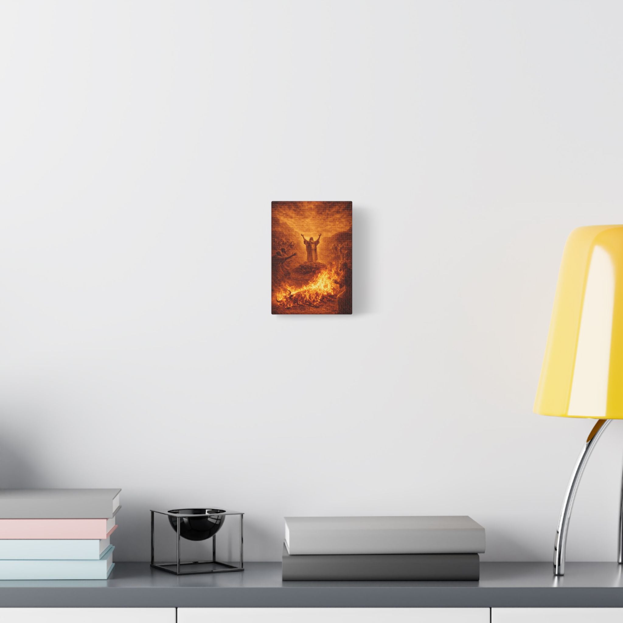 Elijah Calls Down Fire Canvas — Biblical Wall Art | Gold Revival Edition