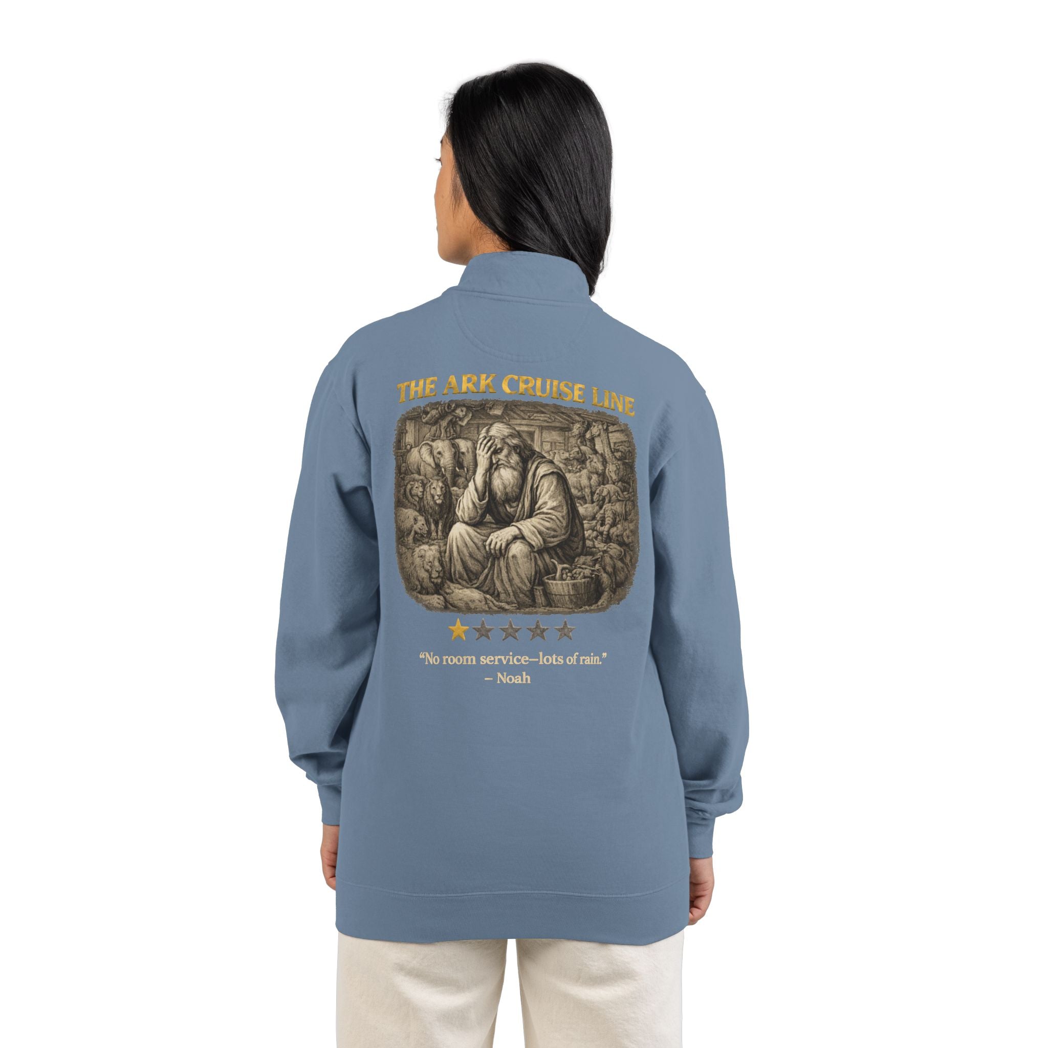Noah – Quarter-Zip Sweatshirt | “No Room Service — Lots of Rain” Review – Five-Star Faith Series