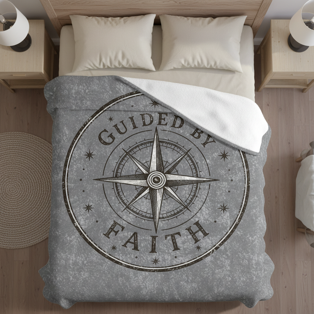 Guided by Faith Crushed Velvet Blanket | Christian Plush Throw | Luxurious Inspirational Faith Blanket