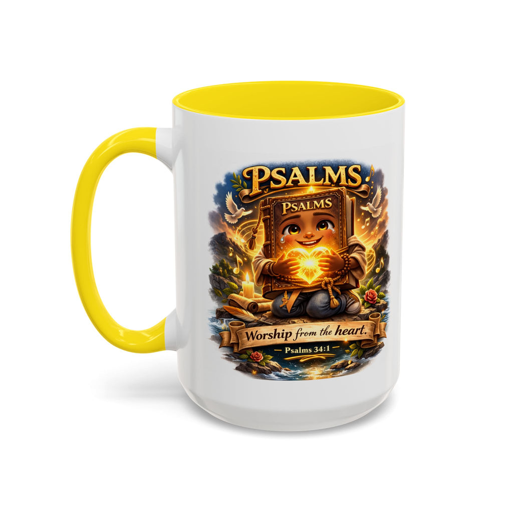 Psalms 34:1 Coffee Mug | Worship From the Heart Mug | Inspirational Christian Accent Mug
