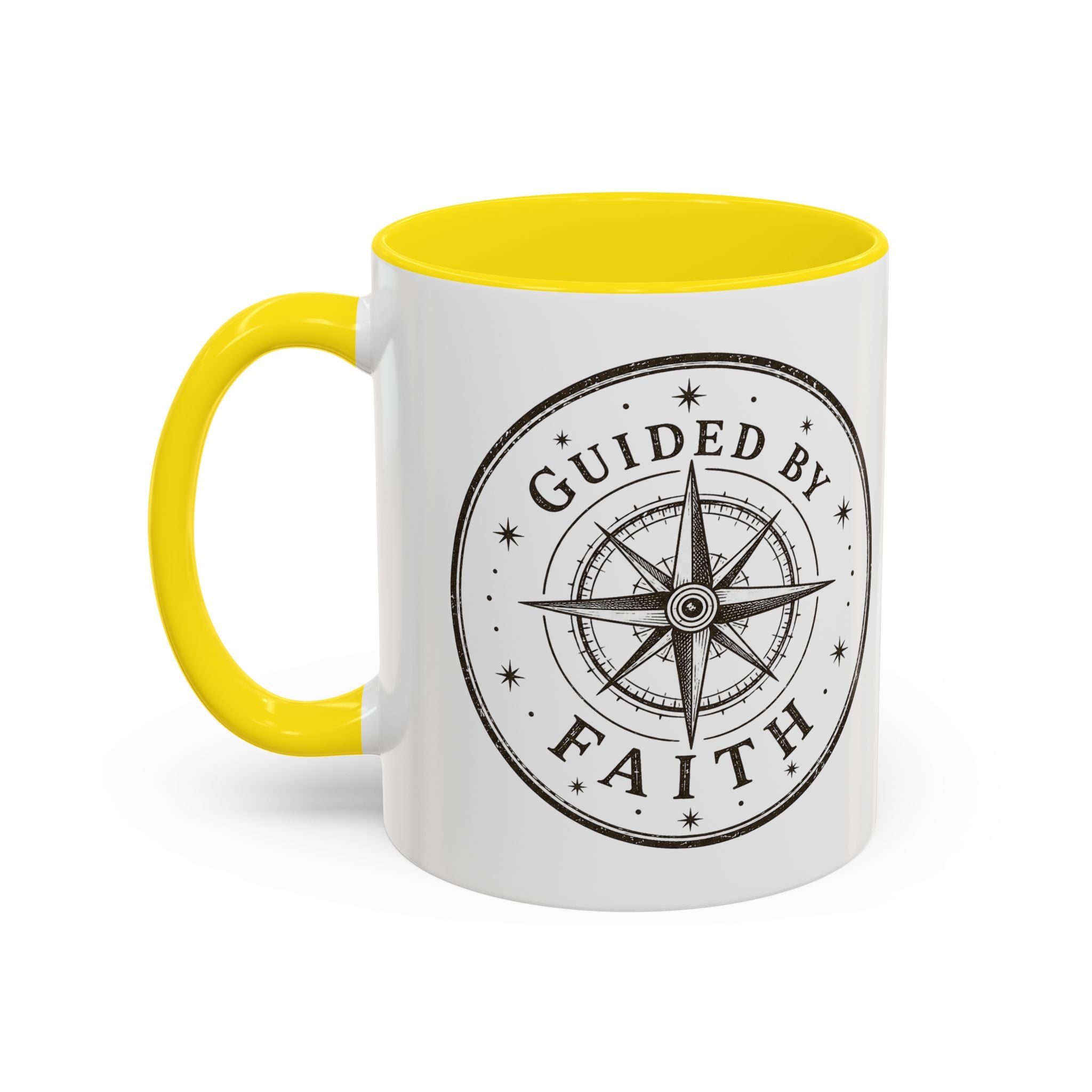 Guided by Faith Compass Coffee Mug | Inspirational Christian Accent Mug | Faith Freedom Creations