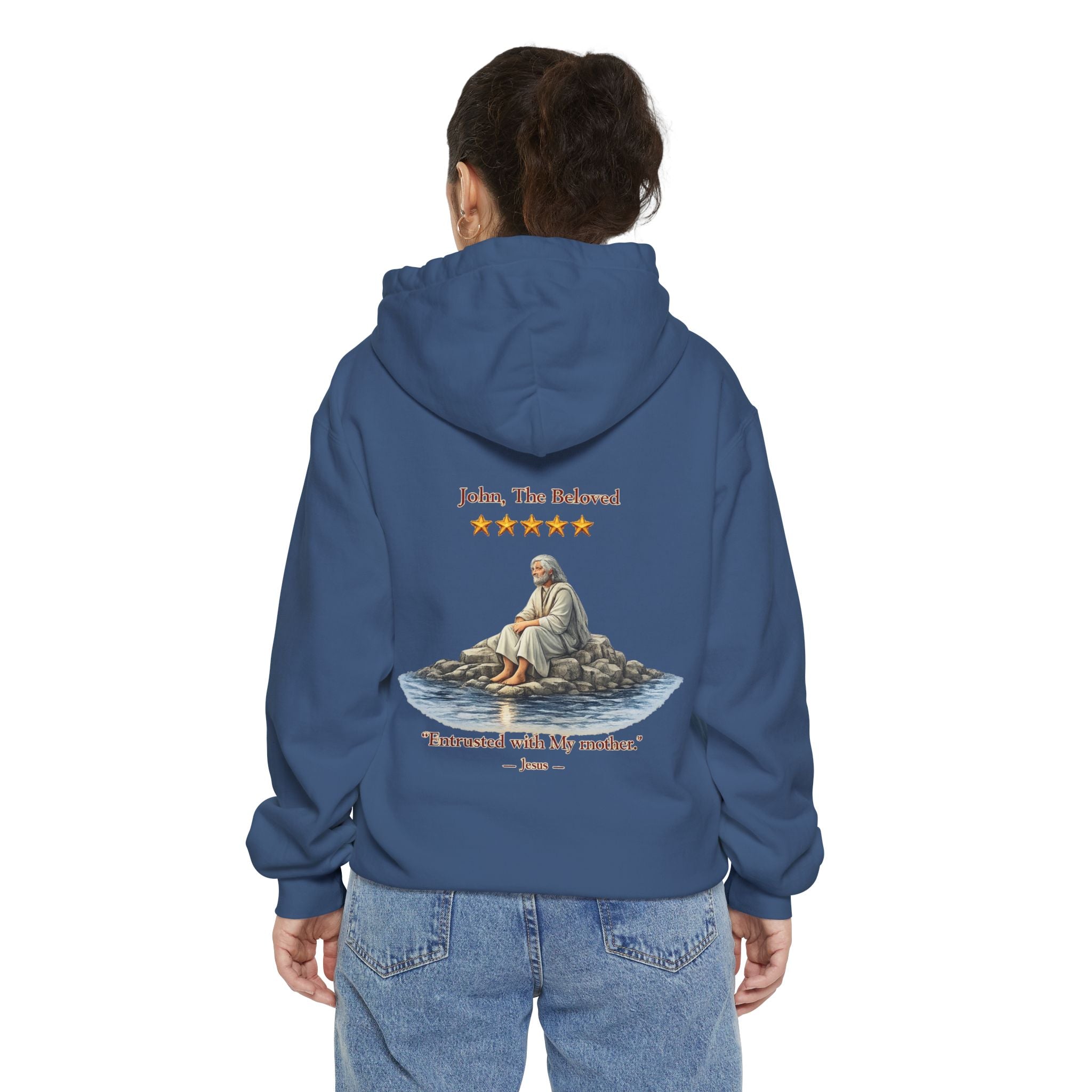 "John The Beloved Review, by Jesus"Hoodie — Illustrated Religious Graphic Pullover-⭐ Five-Star Faith Series⭐