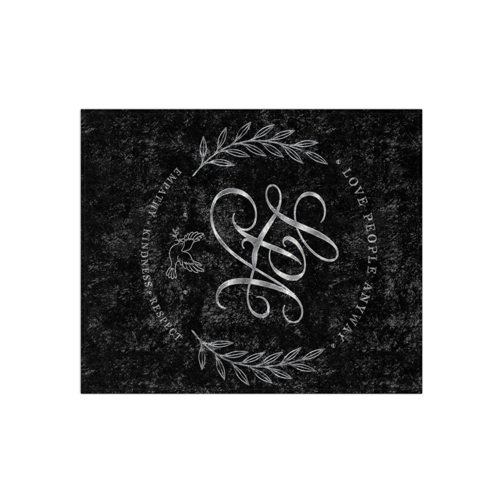 Crushed Velvet Blanket — Vintage Monogram 'Love People Anyway' Throw