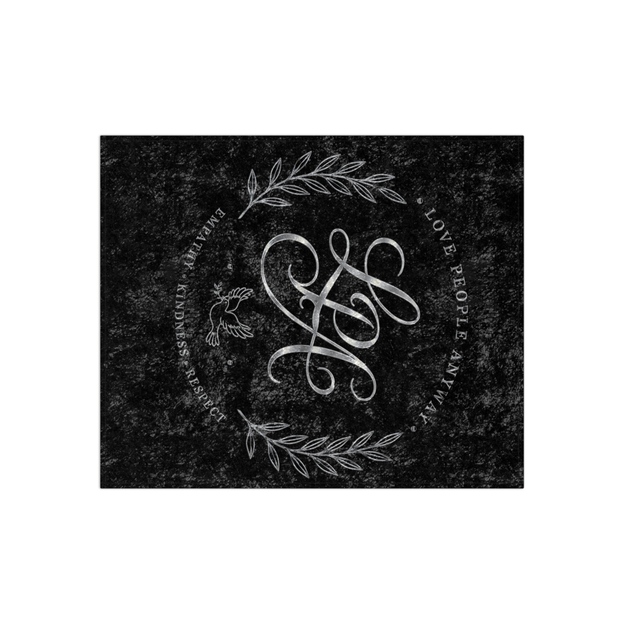 Crushed Velvet Blanket — Vintage Monogram 'Love People Anyway' Throw