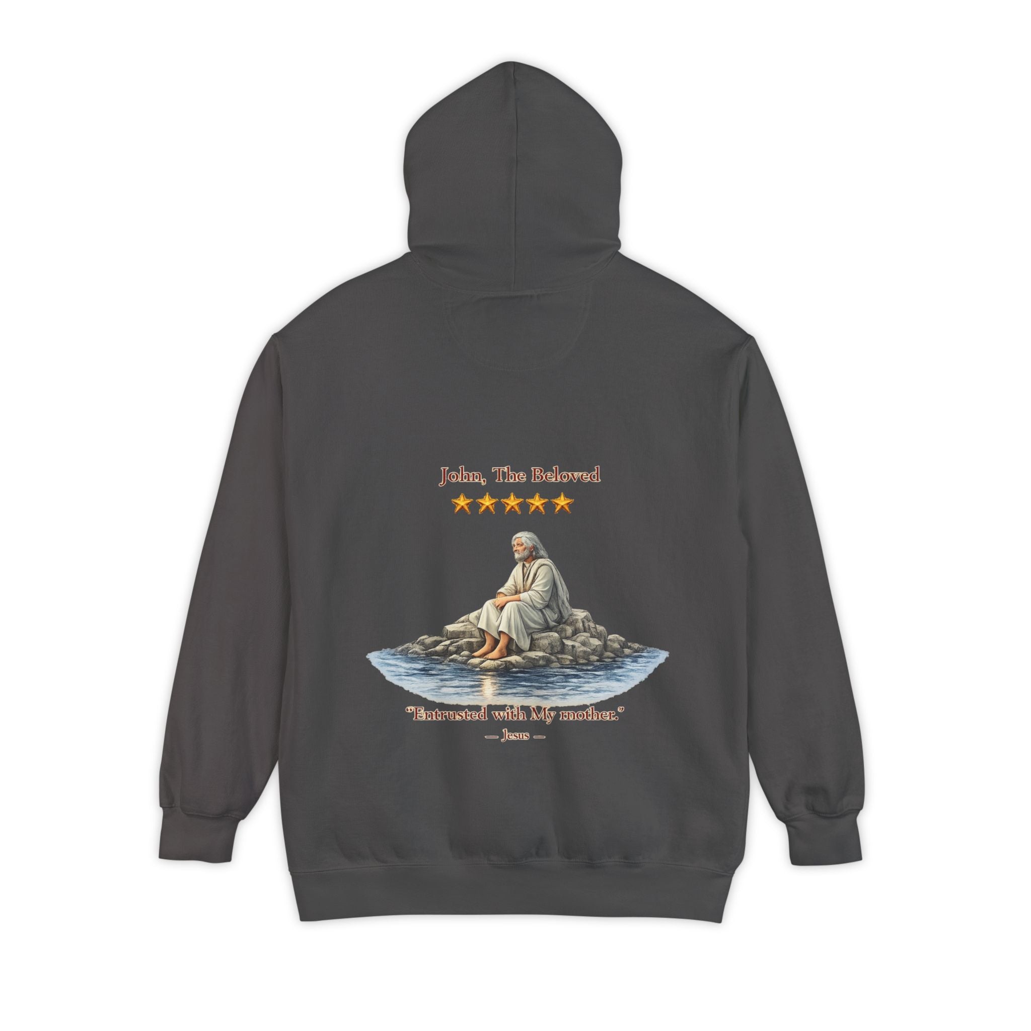 "John The Beloved Review, by Jesus"Hoodie — Illustrated Religious Graphic Pullover-⭐ Five-Star Faith Series⭐