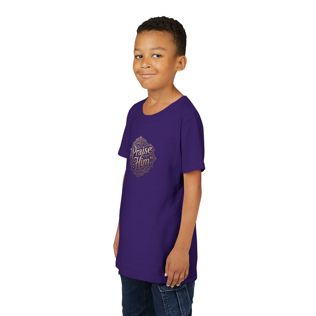 Praise Him Psalms 34:1 Youth T-Shirt | Christian Kids Faith Tee | Inspirational Youth Apparel