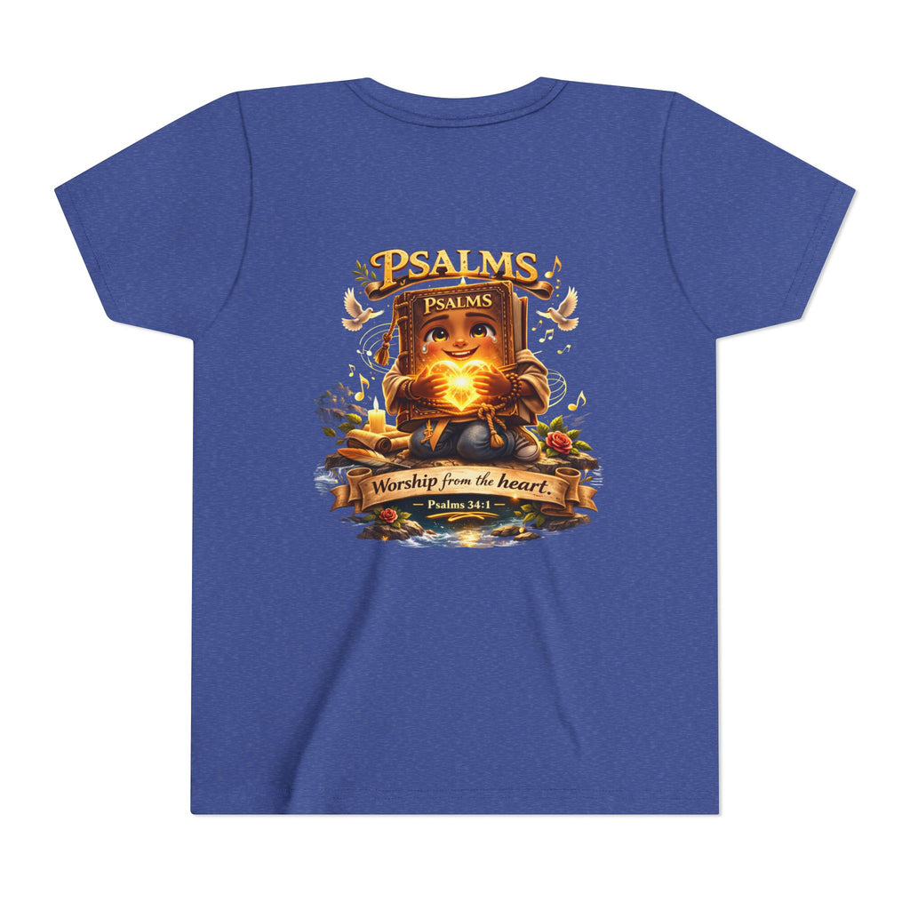Praise Him Psalms 34:1 Youth T-Shirt | Christian Kids Faith Tee | Inspirational Youth Apparel