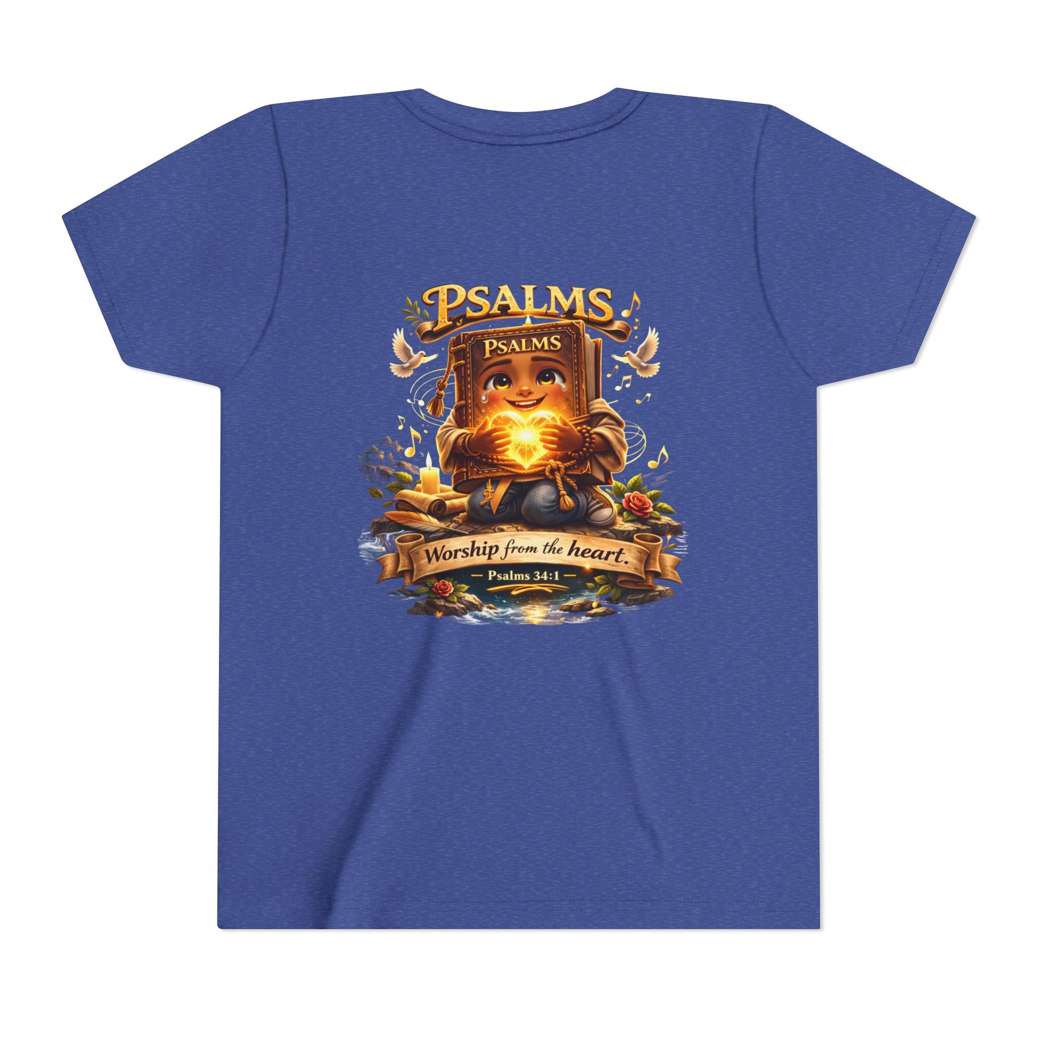 Praise Him Psalms 34:1 Youth T-Shirt | Christian Kids Faith Tee | Inspirational Youth Apparel