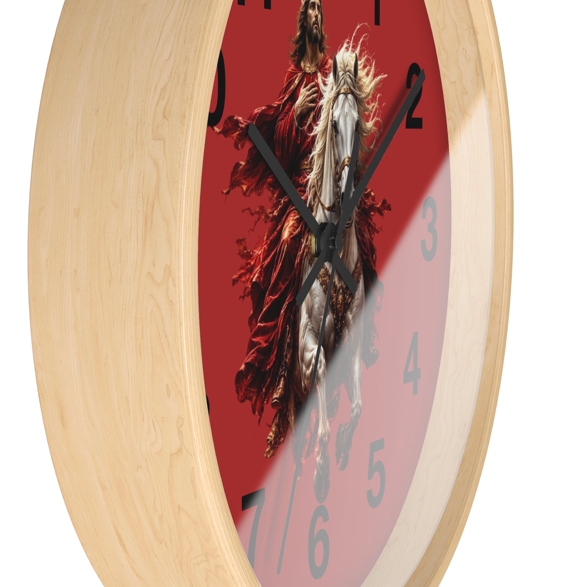 Jesus on White Horse Wall Clock | Christian Biblical Home Decor | Faith Inspired Silent Wall Clock