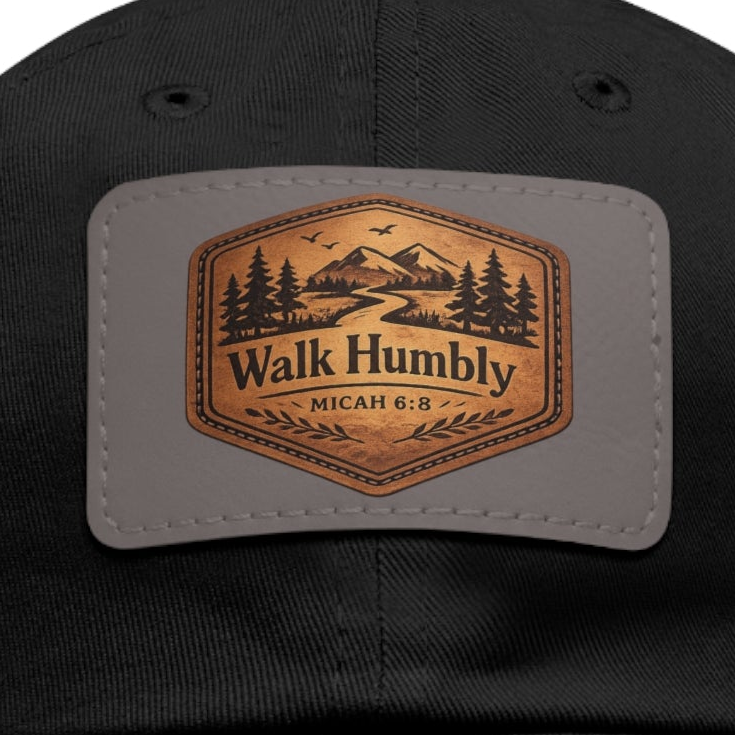 Walk Humbly Leather Patch Dad Hat | Micah 6:8 Christian Outdoor Cap | Faith Freedom Creations
