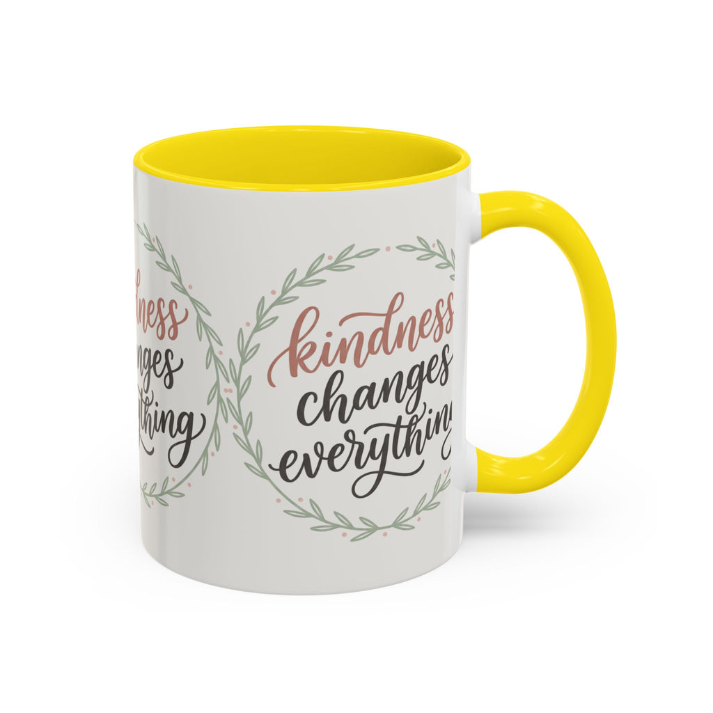Kindness Changes Everything Accent Coffee Mug | Inspirational Ceramic Mug | Faith Freedom Creations