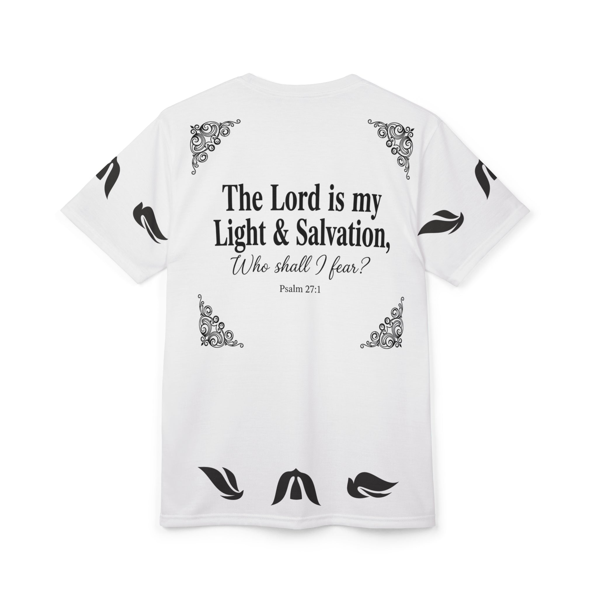 Psalm 27:1 Dove Graphic T-Shirt – “The Lord is My Light & Salvation” Christian Bible Verse Tee