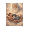 Safely in His Hands Canvas — 'Man' Sleeping in God's Embrace Wall Art