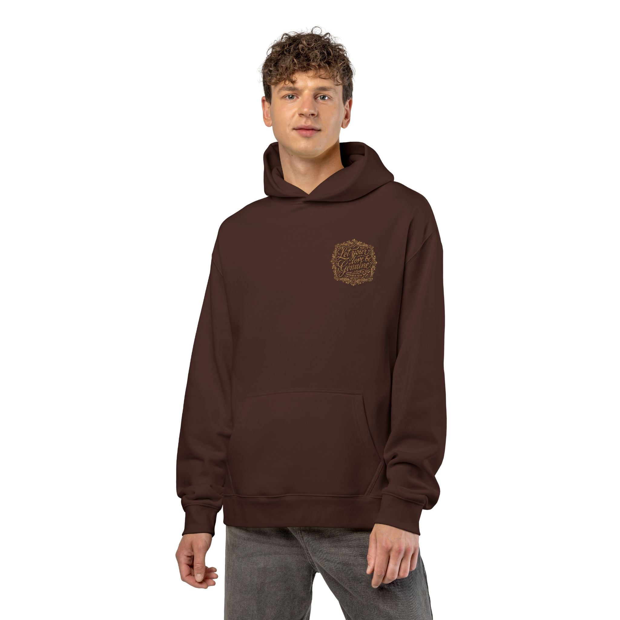 “Let Your Love Be Genuine” Hoodie – Romans 12:9 Christian Pullover | Faith & Freedom Creations