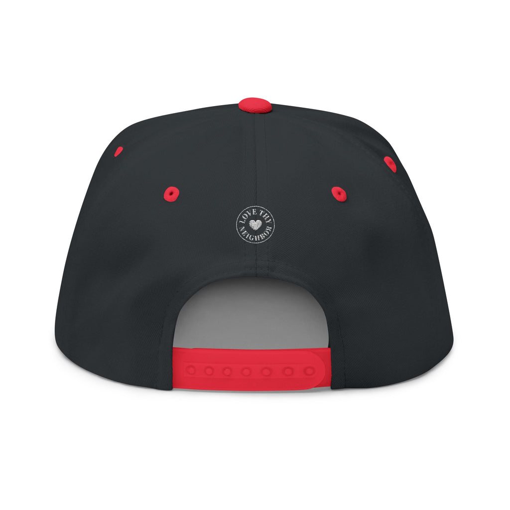 Flat Bill Cap — 'Love Thy Neighbor' Embroidered Snapback Hat