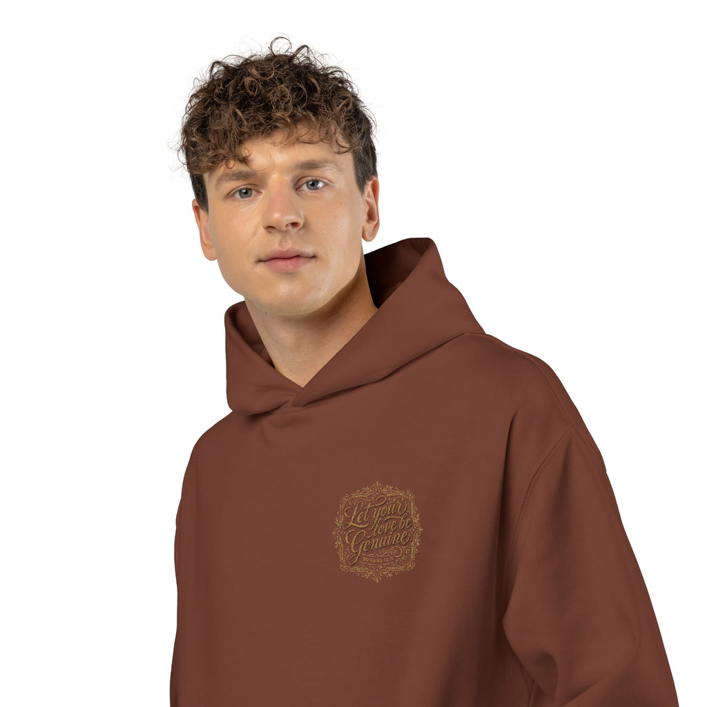 “Let Your Love Be Genuine” Hoodie – Romans 12:9 Christian Pullover | Faith & Freedom Creations