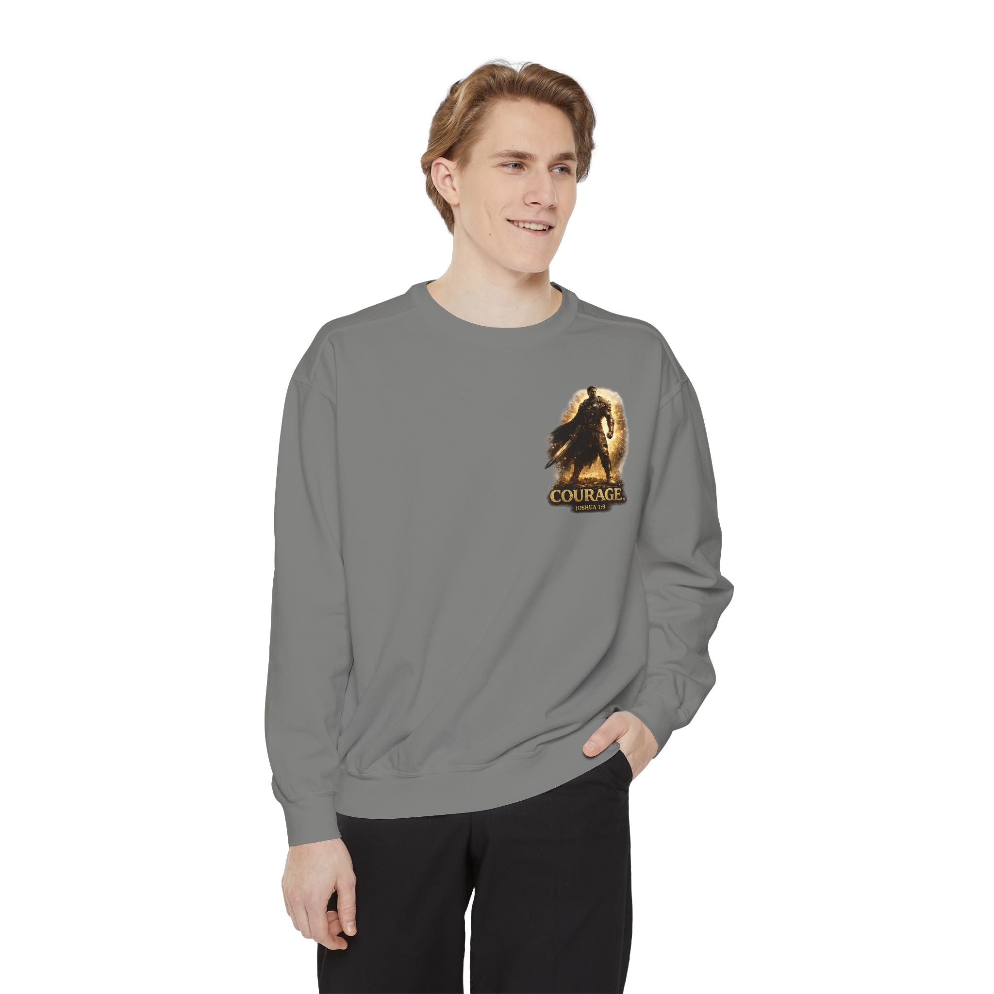 Joshua Courage Sweatshirt | Be Strong and Courageous Christian Crewneck | Inspirational Faith Apparel